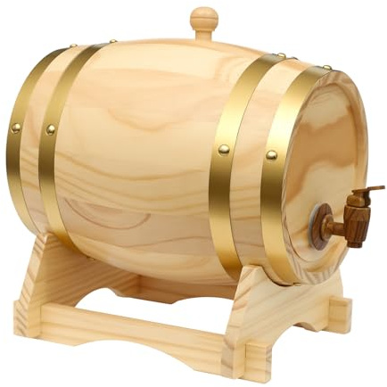 5L Weinfass Holzfass, Original Holz Weinfass für Wein und Whiskey mit Ständer und Zapfhahn, Spirituosen Lagerung Fass, für Haushalte, Hotels, Unternehmen