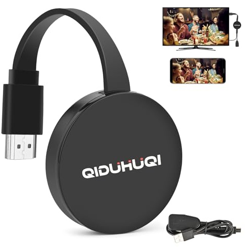 4K Wireless HDMI Adapter, Miracast Wireless HDMI Dongle for i-OS/i-Phone/Android/Monitor/Projector, Support Miracast/DLNA/Airplay (Charcoal Black)