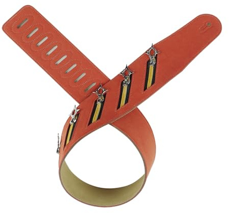 XAGMODSHN Verstellbarer Gitarrengurt, Punk-Mikrofaser-Textur und Nieten, breit, geeignet für reduzierten Schulterdruck, Mikrofaser-Gitarren-Zubehörgurt