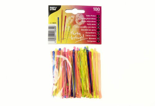 100 Deko-Picker 8 cm farbig sortiert bunt