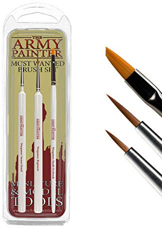 The Army Painter 🖌 | Most Wanted Brush Set | 3 pinceaux : Regiment, Insane Detail et Small Drybrush, en Poils Synthétiques de Toray et en Poils Naturels de Martre, Kit de Pinceaux pour Débutants en Peinture sur Figurine pour Jeux Wargames, Jeux de Rôle et Jeux de Table