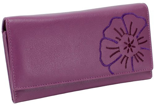 Ledershop24 Branco Damen Leder Geldbörse Lila/Berry