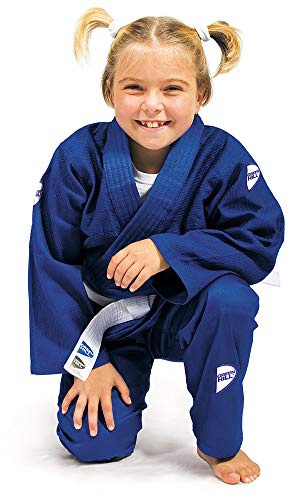 GREEN HILL JUDOGI Junior Beginner 350g/m2 Kimono Divisa Bianco Blu Judo GI JU Jitsu Unisex (130, Blu)