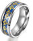 JewelryWe Schmuck 8MM Herren Ring, mit Gold Freimaurer Design, Edelstahl, blau Silber Größen 52, mit Geschenk Tüte