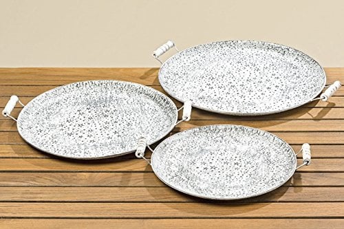 BOLTZE Deko Tablett Kiby verzinkt Weiss mit Sterne 3er Set