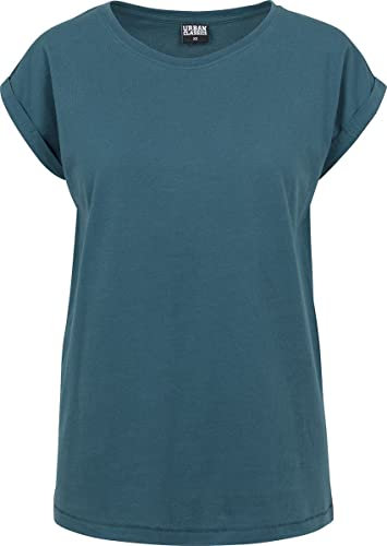 Urban Classics Damen Kurzarm T-Shirt Ladies Extended Shoulder Tee, Teal M