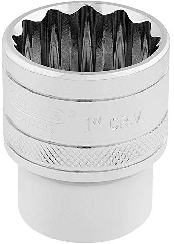 Draper 33725 1/2-Inch Square Drive Polished Chrome Imperial Socket, 1-Inch Size , Blue