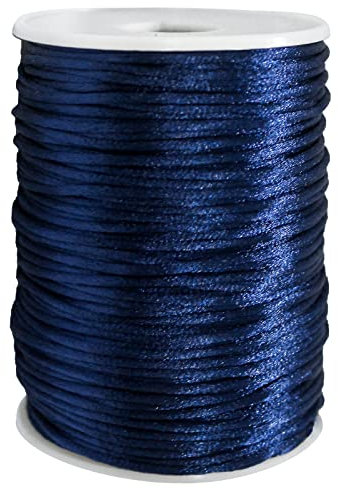 Fqtanju 2 mm x 91,4 m Premium Quality Rattail satin nylon Cord roll, kumihimo Rattail, nodo cinese, blu royal indaco