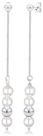 Elli Ohrringe Damen Hänger Synthetische Perlen Geo in 925 Sterling Silber