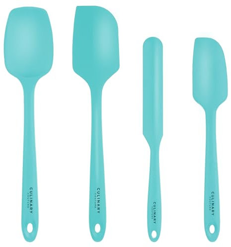 Aqua Sky Silicone Spatula Set – Non Stick High Heat Resistant Kitchen Utensils – 320C – Sturdy Steel Core – Spreader, Scraper, Spoonula Spatulas - Gift Box and Bonus Recipe Ebook!