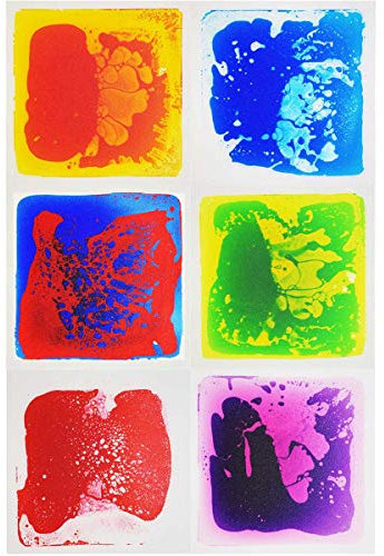 LONGKING Flüssige Bodenfliesen, 30,5 x 30,5 cm, Gelb und Orange, Gelb und Grün, Rot und Blau, Lila, Rot, Blau, 6 Stück