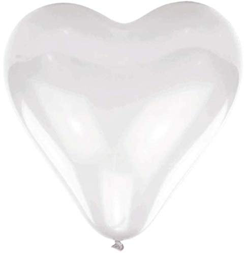 Amscan 9908418 - Ballon-Set Love, 10 Luftballons aus Latex, Größe 40,6 cm / 16, weiße Herzen, für Hochzeit, Valentinstag, Heiratsantrag, Dekoration