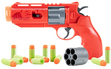 Rekt Jury Revolver CO2-Powered Foam Dart Blaster Pistol Gun, Red