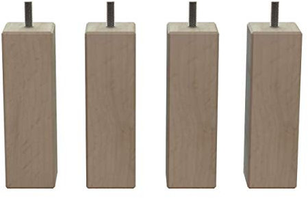 MEGALUXFRANCE Lot de 4 Pieds de lit carré en Hêtre Massif 46mm x 46 mm x 150 mm