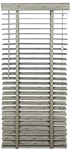 Jalousie in Holzoptik | 50 mm Lamelle | Verschiedene Größen | Sonnenschutz für Fenster mit Bohren | PVC weiß/grau (grau, 120 x 175 cm)