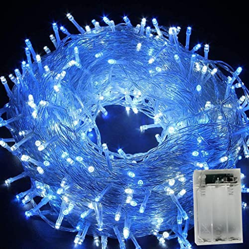 HULX Albero luce Fata 10m 80LED Luci di Natale a LED Batteria (Blu)