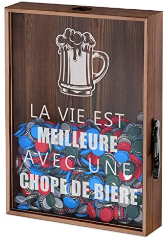 Maverton Boîte aux Bouchons pour Homme - Coffret Personnalisé pour Collectionneurs de Capsules - Ouvre-bière inclus - Cadeau Homme - Cadeau Anniversaire Homme - Cadeau Personnalisé - Bière