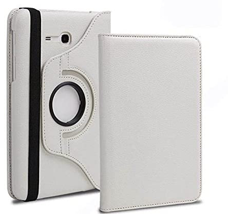 LIUCHEN Funda de tableta360 Rotación PU Funda de Cuero para Galaxy Tab 3 7 & quot; Lite SM-T110 T111 T116 Funda Capa para Samsung Tab E Lite 7.0 T113 Funda para Tableta, Blanco