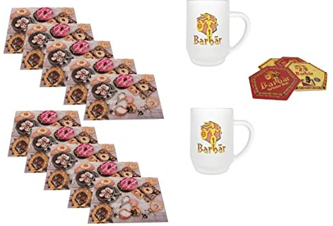 Pierre Trading Ltd Kit degustazione Birra Barbar cl.25 bicchieri sottobicchieri tovagliette - Set 16 Pz.