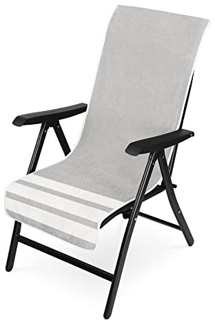 JEMIDI Frottee Schonbezug Gartenstuhl - 100% Baumwolle Überzug - Sonnenliege Handtuch -Auflagenbezug Frotteebezug mit Kapuzenüberschlag waschmaschinenfest