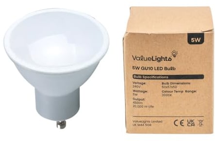 MiniSun | Thermo Plastic Dimmable 5W SMD LED GU10 Light Bulbs | LED Bulbs, Home Décor & Improvement Essential | Pack of 6 | Includes Bulb [3000K Warm White]