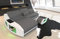 Ecksofa Swing Ledersofa L Form Sofa - mit LED Beleuchtung, verstellbare Kopfstützen, Recamiere/Lederfarben wählbar/Ausrichtung wählbar (Ottomane Links, Grau-Weiß)