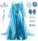 YOSICIL Mädchen Prinzessinkleid mit Zubehöre Elsa Kostüm für Kinder Girls Kleidung Spiegel Krone Zauberstab für Geburtstagsfeiern Geschenk Halloween Weihnachten Verkleidung Karneval, Blau B, 150