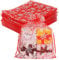 YQL 100 Stück Organzasäckchen Weihnachten, 17x23cm Rot Organza Säckchen Gross Schneeflocke Säckchen mit Zugband, Schmuckbeutel, Geschenkbeutel für Weihnachtsseife, Schmuck, Süßigkeiten, Make-up