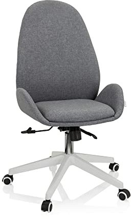 hjh OFFICE 729432 Schreibtischstuhl AVEA I Stoff höhenverstellbarer Drehstuhl mit hoher ergonomischer Rückenlehne, Grau