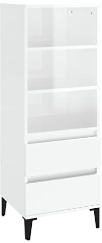 vidaXL Highboard Sideboard Schrank Kommode Anrichte Beistellschrank Mehrzweckschrank Hochschrank Standschrank Hochglanz-Weiß 40x36x110cm Holzwerkstoff