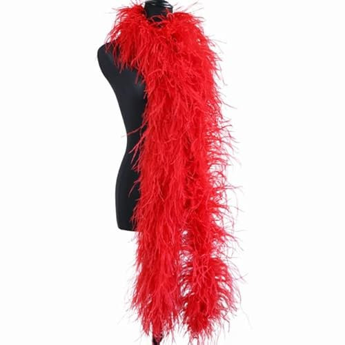 Boas de plumes d'autruche naturelles moelleuses 1M 2 4 6 10 20 PLY Accessoires de mariage Plumes d'autruche pour décoration de fête artisanale Plume boa-Red,6ply 1Meter