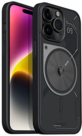 Aulumu A15 for iPhone 14 Pro Max Magnetic Case, Compatible with MagSafe, Semitranslucent Matte Cover, Shockproof Anti-Fingerprint Hard Shell, Slim Soft TPU Frame, 6.7 inch, Black