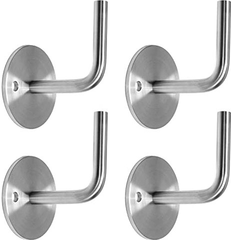 PRIOstahl Handlaufhalter Wandhalter Handlaufstütze Rohrhalter Geländerhalterung - 4 x Handlaufträger an die Wand flach mit 2-Loch Befestigung zum anschweißen aus Edelstahl V2A Geländer Treppe