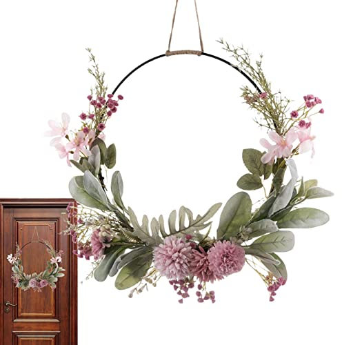 Türkranz Trockenblumen Willkommen, Frühlings Sommer Türkranz Künstliche Blumen Metallring Modern Deko, 41CM Girlande Blumen Hochzeit Künstlich Blumenkranz, Frühlingskranz Sommerkranz Kranz Deko