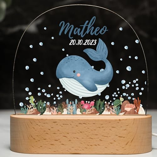 Kidsmood - Personalisiertes Nachtlicht Kinder – Dimmbares Stilllicht mit Namen | LED Nachttischlampe 3 Lichtmodi | Gravur Lampe Kinderzimmer, Geschenk zur Geburt, Taufgeschenke für Mädchen & Jungen