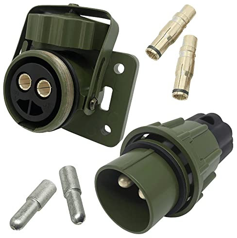2 polige NATO Steckdose mit Stecker + 4X Kontaktstecker 35mm² 12V/24V Bundeswehr LKW