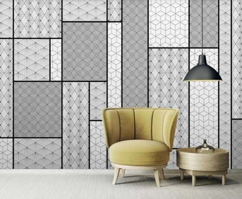 MIWEI Wallpaper Papier Peint Panoramique Lignes Géométriques Grises Papier Peints Intissé Decoration Murale Chambre Salon 400x280cm-M222423