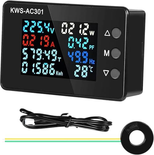 Jadeshay Voltometro Amperometro 220V Multimetro Digitale Tester di Tensione Pannello AC50-300V 0-100A Rilevatore di Tensione Misuratore di Corrente Amp Volt Gauge con Trasformatore di Corrente