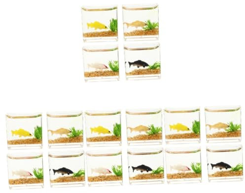 Vaguelly 16 STK Puppenhaus Bücher Mini- - Aquarium mit Fischmodell Modelle Spielzeuge Aquariummodell Fischschalen- Miniatur Dekorationen Koi-Panzer Kunsthandwerk Zubehör