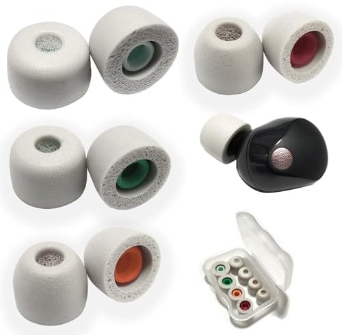 Luckvan Memory Foam Tips for Sony WF-1000XM5 Ear Tips Replacement Earbuds Tips for Sony WF-1000XM4 WF-1000XM5 Case 4 Pairs Gray