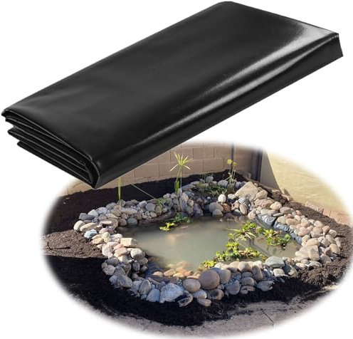 Bâche d'étang en HDPE Bâche pour Bassin Jardin Noir Étang Liner 0.12mm Membrane De piscines étanche pour Les Poissons,ni pour Les Plantes,aux intempéries Bâche de qualité(Size:3x3.0m(9.8ftx9.8ft))