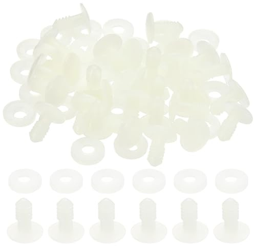 PATIKIL 15mm Gelenke, 30er Set Kunststoff-Abnehmbare Tiergelenke Verbindungsstücke Engage Bolt für die Herstellung von Bären-Gliedmaßen, Gelenke-Bastelzubehör, Weiß