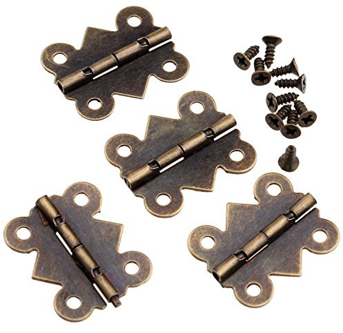 Piccole cerniere for scatole di legno, 4 pezzi regalo antico for scrigno di gioielli Carillon in legno Cassa del vino Cerniera for porta dell'armadio con viti 25 * 20 mm
