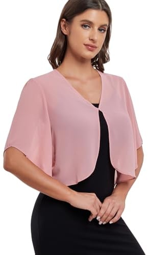 SURVODJA Cardigan corto da donna in chiffon leggero maglioni a maniche corte bolero coprispalle per vestito