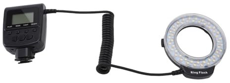 LED-Makro-Ringblitzlicht, 48 Makro-LED-Ringlicht und Ringblitz mit LCD-Display für DSLR-Kameras, Blitzlicht mit Adapterringen, Blitzdiffusor
