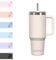 WATERSY 30oz Kaffeebecher to Go Thermobecher Doppelwandiger Edelstahl Vakuum Auslaufsicher Trinkbecher mit Griff und Strohhalm, Tragbare Autobecher Thermal Tumbler Hellbeige für Kalte Heiße Getränke