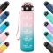 HoneyHolly Trinkflasche Sport, Auslaufsicher 1L, Wasserflasche, Zeitmarkierung und Motivierende, Trinkflasche Kohlensäure Geeignet, Trinkflaschen mit Filter, für Fahrrad Outdoor Yoga Gym Fitness