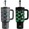 POWCAN 40 oz Halloween Tumbler with Handle, Glow-in-the-Dark, 2-in-1 Straw Lid, Leakproof, Insulated Stainless Steel Travel Coffee Mug, Keeps Cold for 34 Hours, Fits in Car Cup Holder (Spooky Skull)