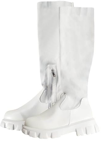 Stivali Cowboy Donna Stivali Donna Alti Fino al Ginocchio Pelle Stivaletti Donna Estivi Stivali Motocross Bambino Texani Beige Stivali Alti Senza Tacco Donna Tacchi Stivali