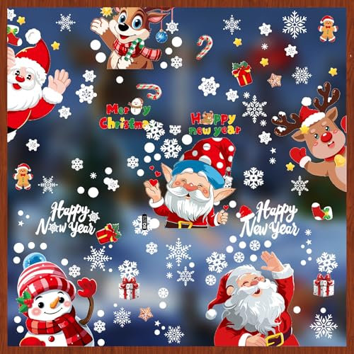 300 Adesivi Natalizi per Finestre Riutilizzabili, Statico Rimovibile Adesivi Natalizi Per Finestre, Gli Adesivi Biadesivi per le Finestre di Natale Possono Essere, Decorazioni di Natale (10PCS)
